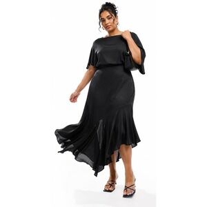 asos edition drape asymmetric midi dress ASOS EDITION satin draped one sleeve asymmetric midi dress in oversized horse print